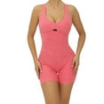 thumbnail image 1 of Mrat Women's One-Piece Jumpsuit Sleeveless Short Bodycon Rompers Back Crossing Yoga Workout Bodysuit Cropped Comfy Baggy Trousers S-62 Pink-A M, 1 of 7