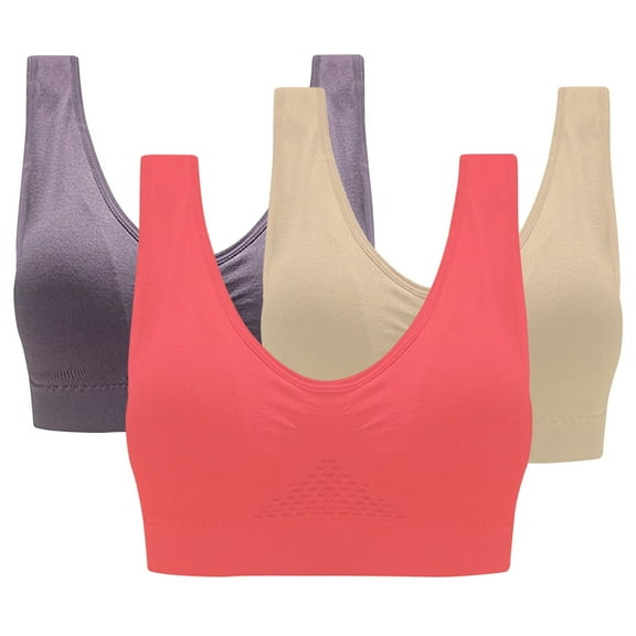 Mrat Women's Push Up Wireless Bra 3-Pack Women Sports Bra without Wire Free Support Yoga Running Underwear Sports Bras for Women S-2142 Multicolor M