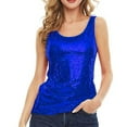 thumbnail image 1 of Mrat Women's Sleeveless Glitter Sequin Tank Tops Blouse Tops Solid Camisole Basic Knit Sleeveless Shirts S-28 Blue L, 1 of 5