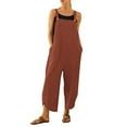 thumbnail image 1 of Mrat Women's Summer Casual Solid Pocket Romper Long Strap Button Jumpsuit with Pockets Women Cargo Pants S-52 Red-A M, 1 of 4