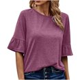 thumbnail image 1 of Mrat Women's Summer Flag Shirt Womens Long Sleeve Round Neck Sleeveless Tunic Tops for Womens Cousins Beach Sweat Saree Blouses for Womens Purple L, 1 of 6
