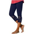 thumbnail image 1 of Mrat Women's Summer High Waisted Solid Color Capris Matching Slim Fitting Yoga Gym Pants Drawstring Workout Pants S-328 Navy XXL, 1 of 7