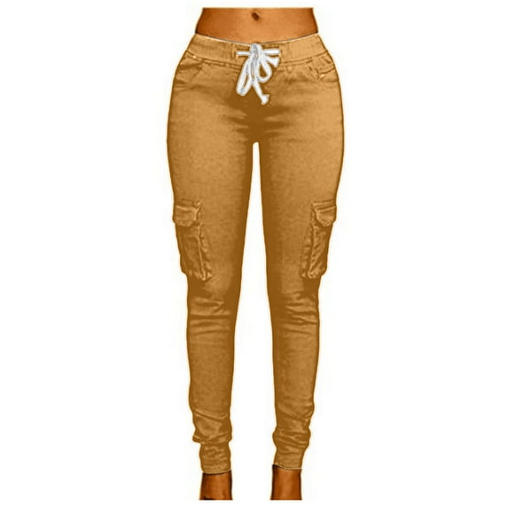 Mrat Women's Summer Pants Summer Casual Track Pants Women Elastic High Waisted Linen Pants Women Waist Womens Cotton Pajama Pants Printed Pants Yellow XXXL