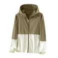 thumbnail image 1 of Mrat Women's Sun Jacket Lightweight Hooded Windbreaker Packable Active Outdoor Loose Coat Women's Thick Coat S-7 Khaki L, 1 of 4