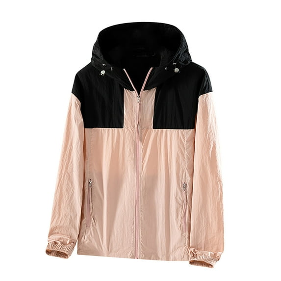 Mrat Women's Sun Protection Jacket Jacket Unisex Lightweight Hooded Packable Active Outdoor Loose Coat Fuzzy Zip up Hoodie Lady S-8 Pink-a L