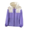 thumbnail image 1 of Mrat Women's Sun Protection Jacket Jacket Unisex Lightweight Hooded Packable Active Outdoor Loose Coat Rain Jackets for Lady Water Proof S-8 Purple L, 1 of 3