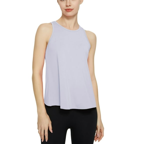 Mrat Women's Tank Tops Loose Women's 2024 Summer Outdoor Sports Tops Loose Racer Tops Fitness Wear Yoga Sportswear S-213 Purple L