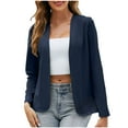 thumbnail image 1 of Mrat Women's Work Office Suit Collarless Casual Cropped Blazer Jacket Cardigan Sweaters for Women Lightweight S-12 Navy 3XL, 1 of 5
