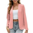 thumbnail image 1 of Mrat Women's Work Office Suit Collarless Casual Cropped Blazer Jacket Light Cardigan S-12 Watermelon Red-A 3XL, 1 of 5