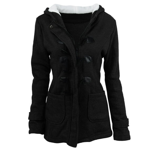 Mrat Womens 2023 Winter Coats Fuzzy Fleece Lined Sherpas Thicken Jackets Outdoor Windproof Warm Button Caidigan Casual Plush Outerwear Tops with Pockets Black XXXL