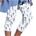 thumbnail image 1 of Mrat Womens Athletic Pants Women's Summer Casual Elastic Waist Printed Cropped Pants Athletic Capris Womens High Waisted Pants S-137 Light Blue XXL, 1 of 5