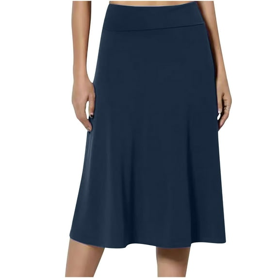 Mrat Womens Athletic Skirt Women's Spring/Summer Pullover High Cotton Skirts for Women Waist Half Dress Flare Denim Skirt Slim Bodycon Dress Navy 2XL