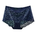 thumbnail image 1 of Mrat Womens Boxers Briefs Women Solid Color Underwear High Waisted Lace Tight and Breathable Underwear Panties Womens Period Underwear S-251 Blue XL, 1 of 3
