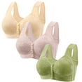 thumbnail image 1 of Mrat Womens Bra Comfy 3pc Daisy Bras for Older Women Front Closure Bras Push up Bra No Underwire Plus Size Front Button Bra S-132 Beige XXL, 1 of 3