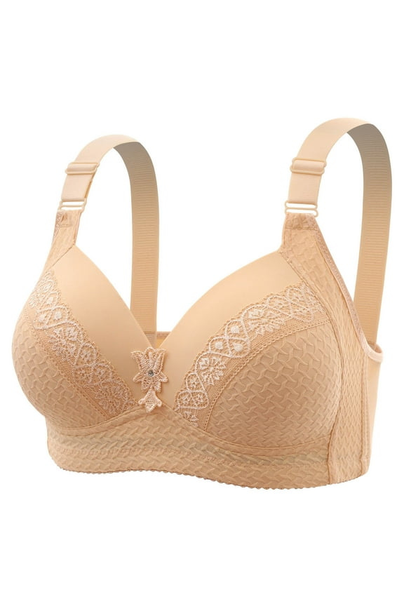 Womens Bra Convertible Womens Plus Size Comfortable Breathable Underwire Bras Lace Push-Up Underwear S-62 Yellow 36