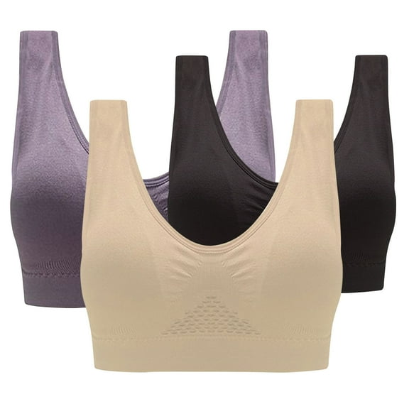 Mrat Womens Bra Yoga Sport 3-Pack Women Sports Bra without Wire Free Support Yoga Running Underwears Womens Bras Underwire Front Closure S-2135 Multicolor Xl