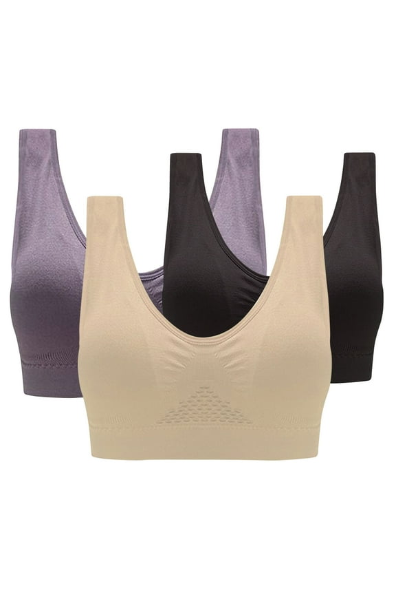 Womens Bra Yoga Sport 3-Pack Women Sports Bra without Wire Free Support Yoga Running Underwears Womens Bras Underwire Front Closure S-2135 Multicolor Xl