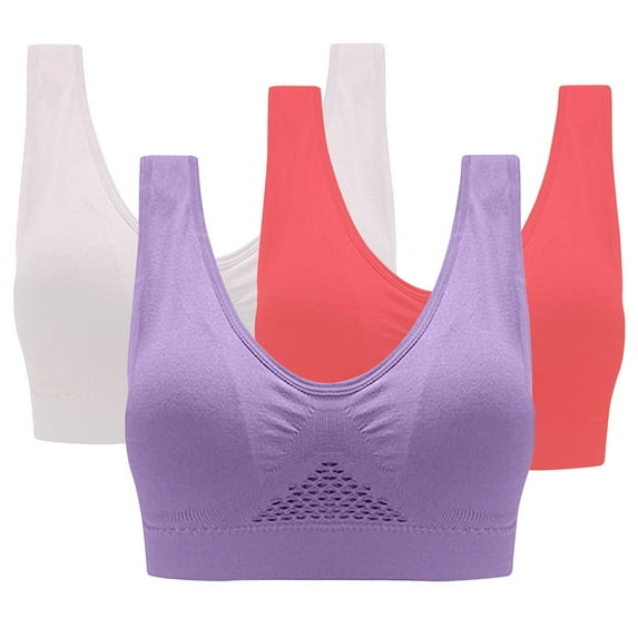 Mrat Womens Bralette Convertible 3-Pack Women Sports Bra without Wire Free Support Yoga Running Underwears Lace Bralettes for Women S-2137 Multicolor 3Xl