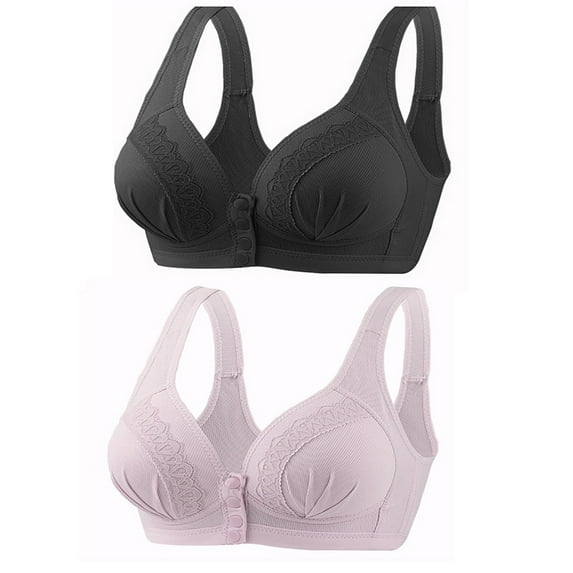 Mrat Womens Bralette Pullover 2Pc Women's No Steel Ring Lactation Bra Back Adjustment Yoga Running Bra Half Bras for Women Plus Size S-705 Purple M
