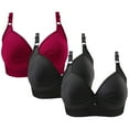 thumbnail image 1 of Mrat Womens Bras 2pc Woman's Printing Gathered Together Large Size Daily Bra Underwear No Rims Comfy Bras S-8 Red-A XL, 1 of 4