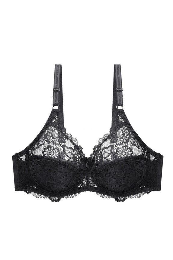 Womens Bras No Underwire Women's Lace with Steel Solid Color Double Breasted Push Up Bra Lace Bra Topss S-38 Black S