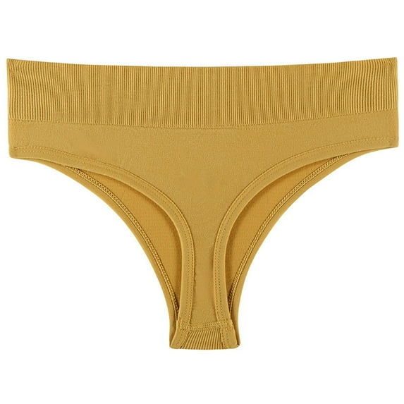 Mrat Womens Briefs Underwear Women's Solid Color Underwear Cotton Underwear Bikini Panties Silky Comfy Yoga Panties Women's Boy Short Panties S-286 Yellow L