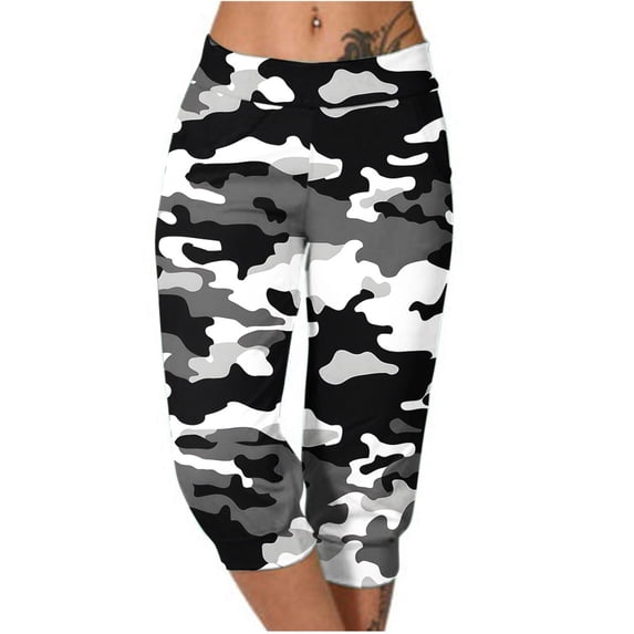 Mrat Womens Capris Workout Yoga Pants High Waisted Capris Leggings Camouflage Sweatpants Loose Athletic Joggers S-44 Multicolor XXL