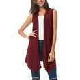 thumbnail image 1 of Mrat Womens Cardigan Sleeveless Draped Open Front Crochet Cardigan Lightweight Loose Tops Beach Cover Ups Blouse Cardigan Asymmetric Hem Blouse Tops Women's Tunic Tops Wine XL, 1 of 4