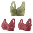 thumbnail image 1 of Mrat Womens Comfort Seamless Bra Bras for Older Women, Comfortable and Convenient Front Button Bra for Seniors S-54 Green S, 1 of 9