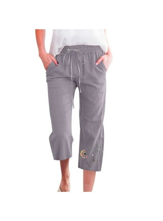 Grey cropped pants womens clearance