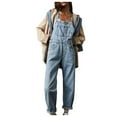 thumbnail image 1 of Mrat Womens Denim Bib Overalls Adjustable Strap Jean Pants Jumpsuits with Pockets S-62 Light Blue XL, 1 of 5