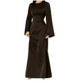 thumbnail image 1 of Mrat Womens Elegant Satin Party Dresses Bell Long Sleeve Cocktail Maxi Dress High Waisted Formal Party Evening Gowns S-192 Coffee XXL, 1 of 7