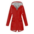 thumbnail image 1 of Mrat Womens Fleece Coat Women Solid Color Rain Jacket Outdoor Hooded Windproof Loose with Pocket Coat Women's Coat Jacket S-32 Red-a 3XL, 1 of 5