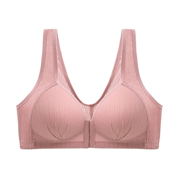 Mrat Womens High Impact Sports Bra Women's Bra Soild Wire Free Underwear One-Piece Bra Everyday Front Buckle Underwear High Support Sports Bras for Women Adjustable S-88 Pink-A L