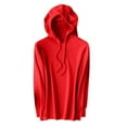thumbnail image 1 of Mrat Womens Hoodie Sweater Casual Solid Color Sweatshirt Long Sleeved Sweater Tops Sweatshirts Women Trendy S-181 Red-a M, 1 of 9
