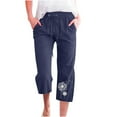 thumbnail image 1 of Mrat Womens Lightweight Pants Fashion Womens Casual Lightweight Loose Fitting Pants Straight Wide Leg Trousers with Pocket Women's Wide Pants S-12 Navy 3XL, 1 of 5