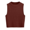thumbnail image 1 of Mrat Womens Loose Tank Tops Knit Tank Tops for Women Crewneck Sleeveless Stretchy Athletic Tops Pullover Casual Trendy Sweater Vests Blouses Tops S-418 Coffee M, 1 of 7
