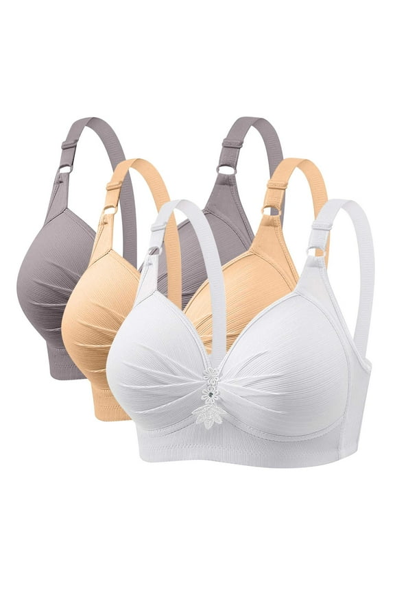 Womens Low Back Bra Bras for Women No Underwire Full Cover Bras Adjustable Strap Sport Bras Plus Size Gathering Everyday Underwear Bra S-21 Multicolor M