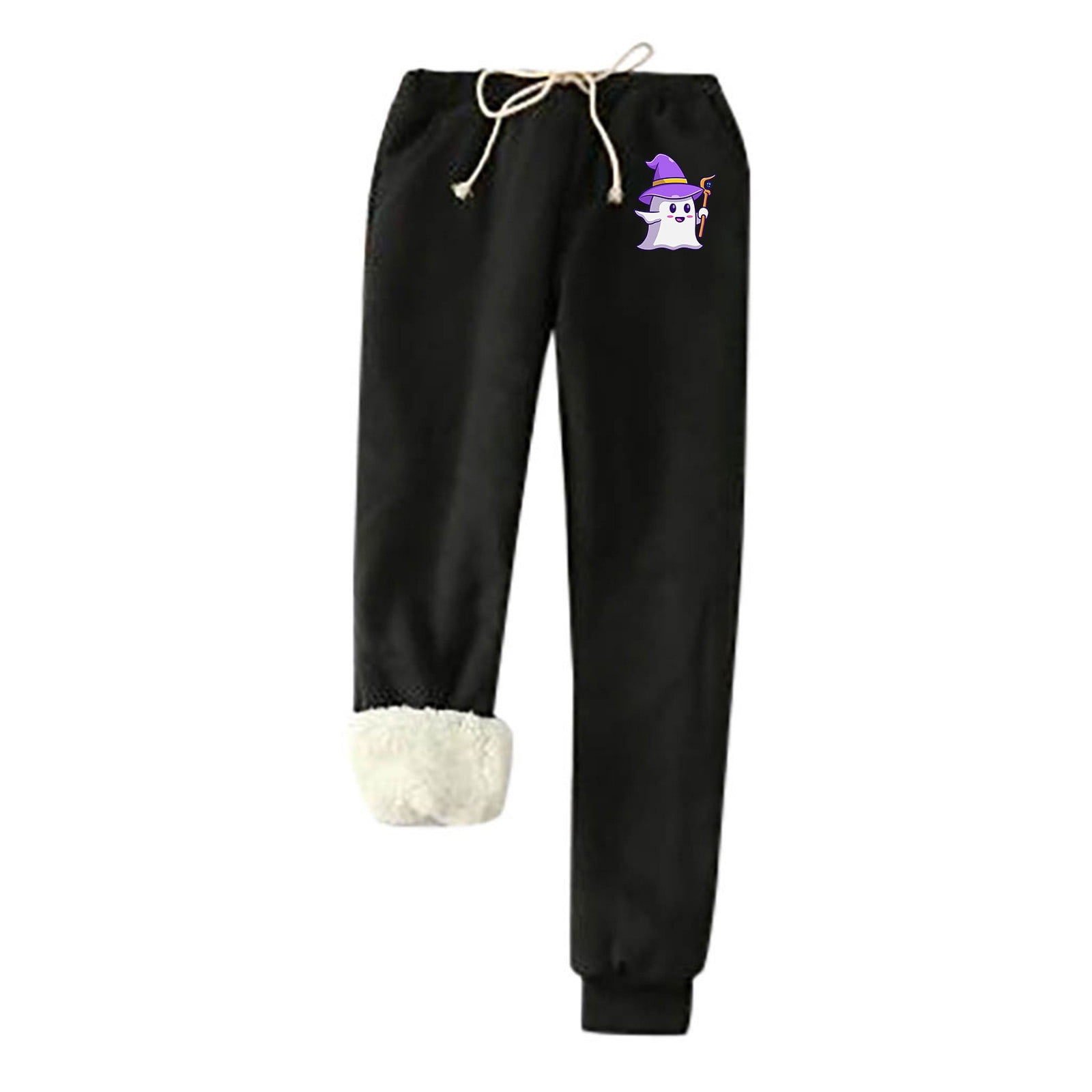 Women's Thick Fleece Lined Pants Long Trousers Warm Sweatpants Elas