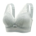 thumbnail image 1 of Mrat Womens Push-Up Bra Women's Non Steel Ring Gathered Bra with Thin Cup Adjustable Lace Bra Underwear S-78 Light Blue XXL, 1 of 5