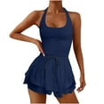 thumbnail image 1 of Mrat Womens Running Rompers Sleeveless Onesie Athletic Tennis Dresses Workout Mini Dress Exercise Jumpsuits Built in Shorts S-67 Dark Blue XXL, 1 of 5