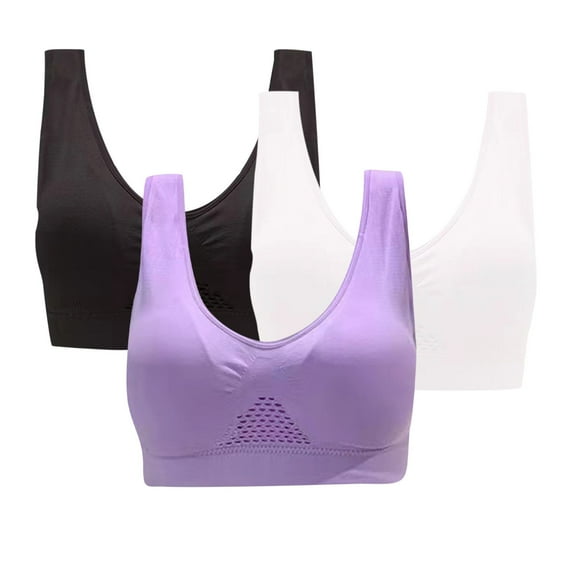 Mrat Womens Shaper Bra 3pc Women Seamless Sports Bra Wirefree Yoga Bra with Removable Pads S-96 Multicolor 3XL