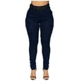 thumbnail image 1 of Mrat Womens Skinny Cargo Pants High Waisted Stretchy Slim Fitting Cargo Leggings Casual Elastic Joggers Pants Pants for Women S-35 Navy M, 1 of 5