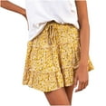thumbnail image 1 of Mrat Womens Skirts Summer Casual Vintage High Waist Pleated Midi Skirt Pencil Skirt for Women Slim Bag Hip Skirt Floral Print Half Length Full Wrap Hip Skirt Beach Ruffled Short Skirt Yellow_AA M, 1 of 8