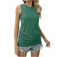 thumbnail image 1 of Mrat Womens Sleeveless Tank Tops Stretch Drawstring Side Ruched Scoop Neck Solid Color Shirts Baseball Tank Tops for Women S-65 Army-Green XL, 1 of 9