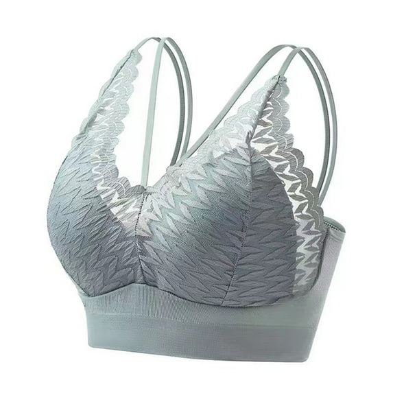 Mrat Womens Sports Bra No Underwire Bras Women Training Bra Style M-553 Big & Tall Size Padded Bralette Female V-Neck Hook and Eye Bra Closure Lace Bralette Green XXL