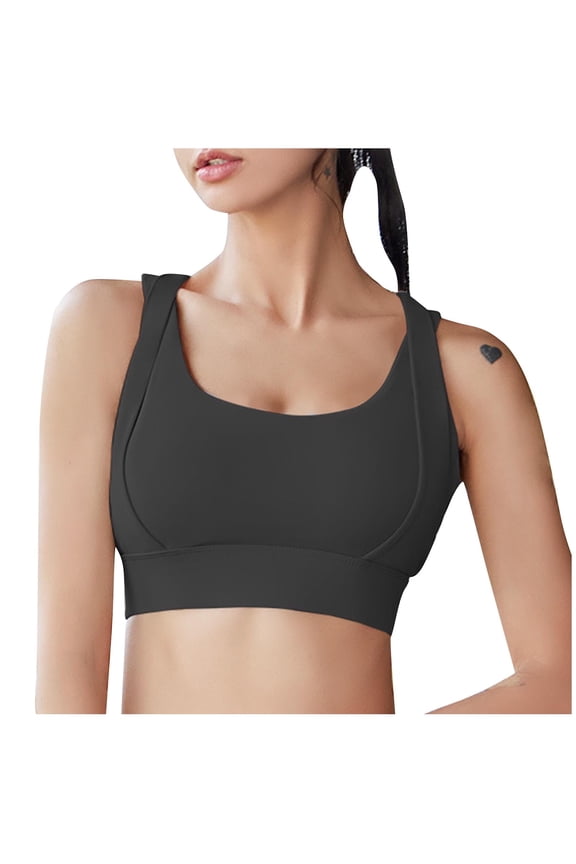 Mrat Womens Sports Bras Multipack Strappy Sports Bra for Women Padded Push up Sports Bra Athletic Running Sports Bra Workout Bra Yoga Bra S-247 Black XXL