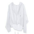 thumbnail image 1 of Mrat Womens Sunscreen Lightweight Outwear Zipper Quick Drying Hooded Coat Streetwear Womens Fleece Coat S-113 White XXL, 1 of 5