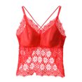 thumbnail image 1 of Mrat Womens Tank Tops Athletic Bralettes for Women Lace Spaghetti Strap Cami Tops Slim Basic Camisole Fashion Cropped Tank Tops with Chest Pad S-229 Red-a One Size, 1 of 2