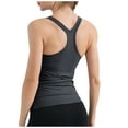 thumbnail image 1 of Mrat Womens Tank Tops Loose 2024 New Nude Yoga Tank Tops with Chest Cushion Beautiful Back Tight Long Fitness Sports Tank Tops Sports Tank Tops for Women S-524 Black L, 1 of 4